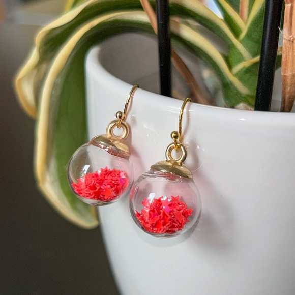 Hot pink Wishing Ball Earrings - Picture 2 of 6